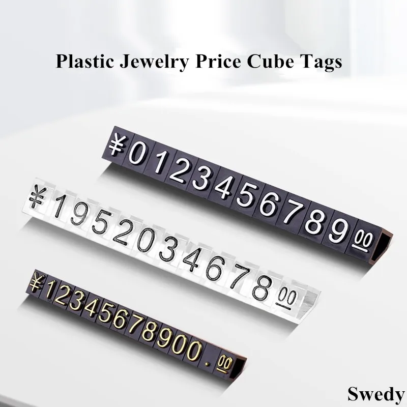 

10 Strips 3x5mm Mini Plastic Price Cubes Display Tags Adjustable Number Label Stand Dollar Eur Jewelry Watch Price Sign Holder