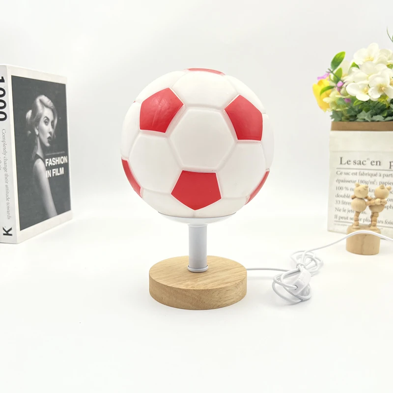 Imagem -03 - Bola de Futebol Forma Criativa Usb Table Lamp Decoração do Quarto Modern Desk Lamp Luzes Led para o Quarto Decoração de Casa