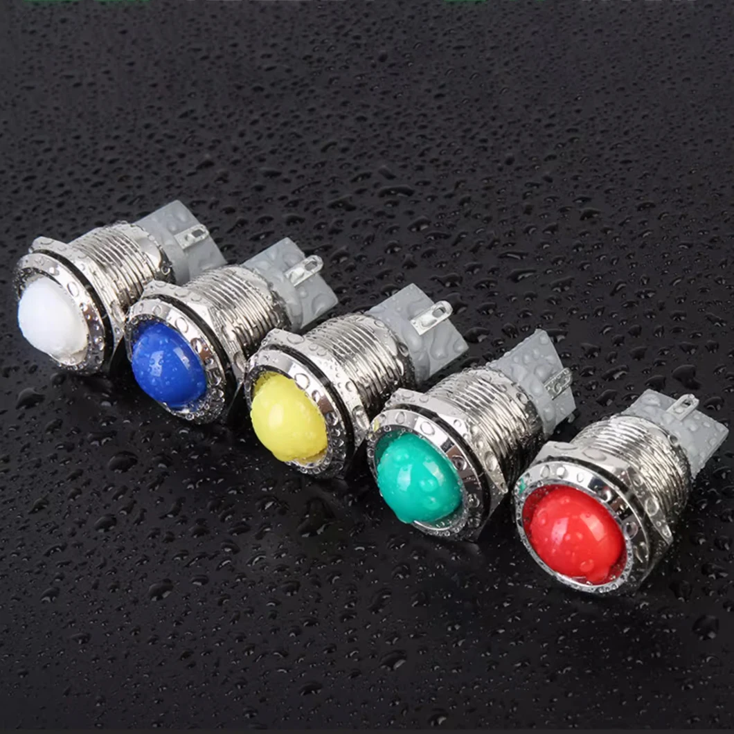 ABILKEEN 10 Uds 19MM luz indicadora de Metal LED IP65 lámpara piloto de señal Industrial impermeable 3 ~ 220V con Terminal de soldadura de 2 pines