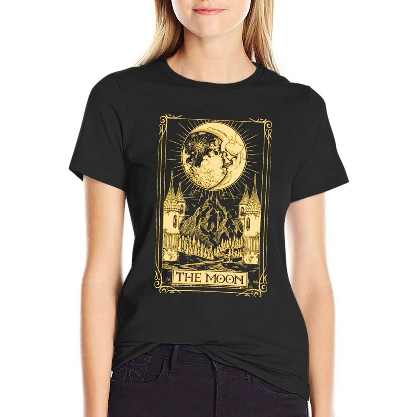 The Moon Tarot T-Shirt Aesthetic clothing tops anime fashion woman blouse 2024