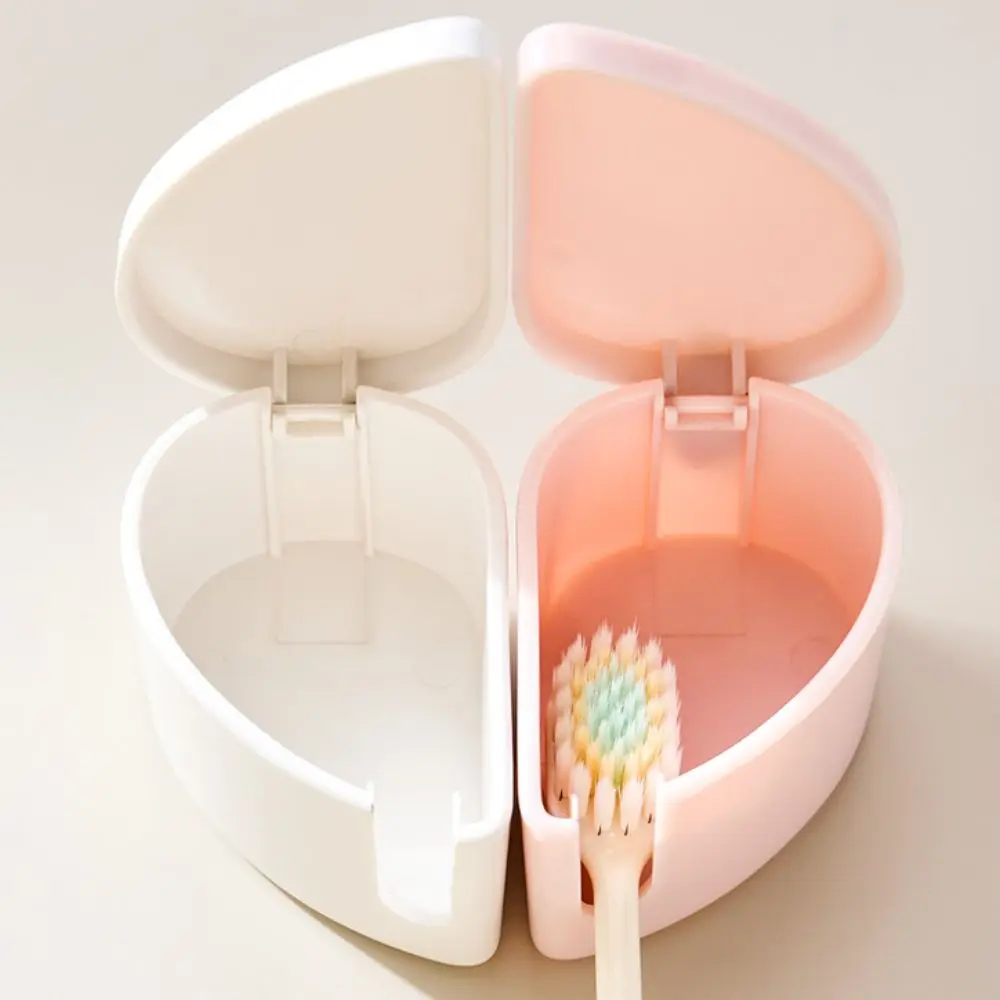 2Pcs Heart Shape Toothbrush Holder Dustproof Wall Mounted Toothbrush Storage Rack Draining Double Slot Toothbrush Stand Couples