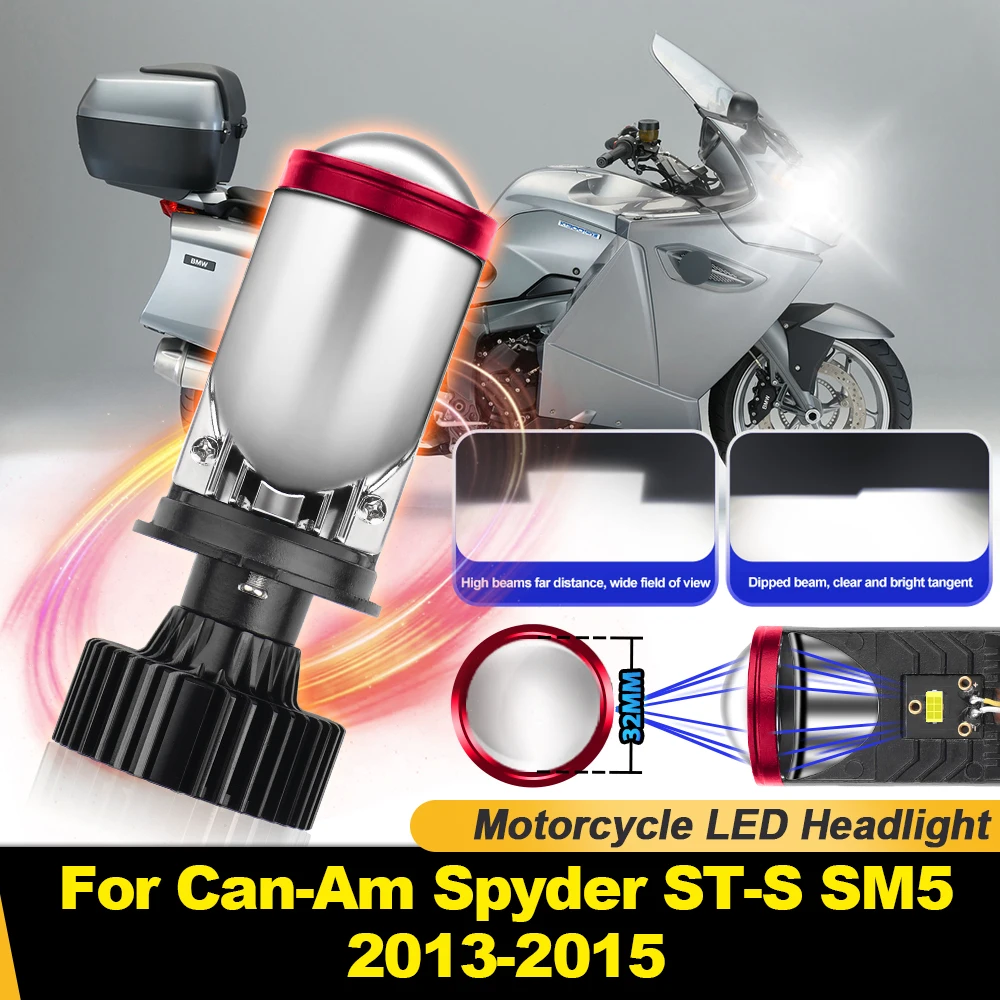

1pc H4 LED Motorcycle Headlight 6000K White Hi Lo Beam Projector Lens Motobike 12V For Can-Am Spyder ST-S SM5 2013 2014 2015