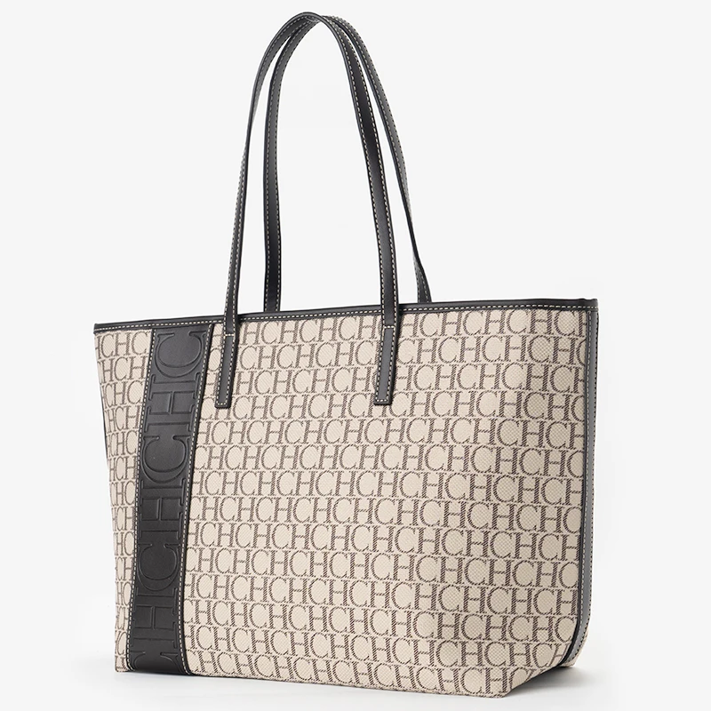 CH Women's Fashion Monogram Tote Bag, Large Capacity Shoulder Handbag, Casual Shopping Bag for Office and Travel image 2