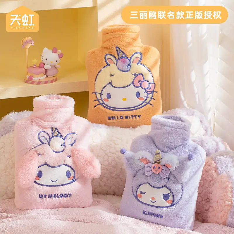 New 850ml Sanrio Anime Cute Hello Kitty Cartoon Innovative Plush Thermos Kuromi My Melody Love Reusable Hand Warmer Girl Gift