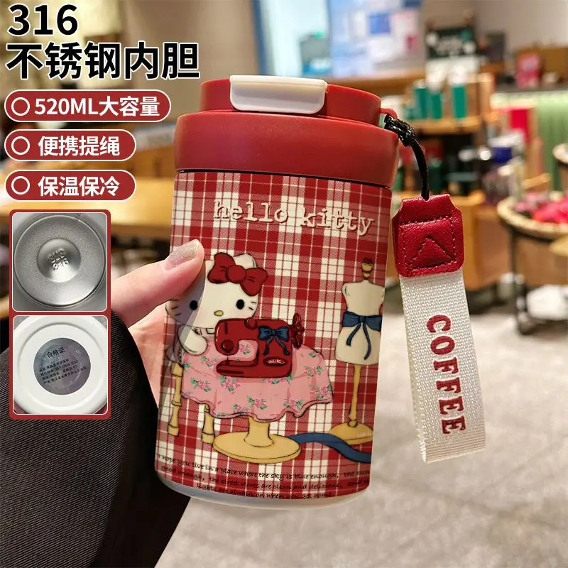 

Термочашка Sanrio Hello Kitty, милая мультяшная чашка-непроливайка, новая большая емкость, Kawaii, модная портативная студенческая чашка для воды, изысканная