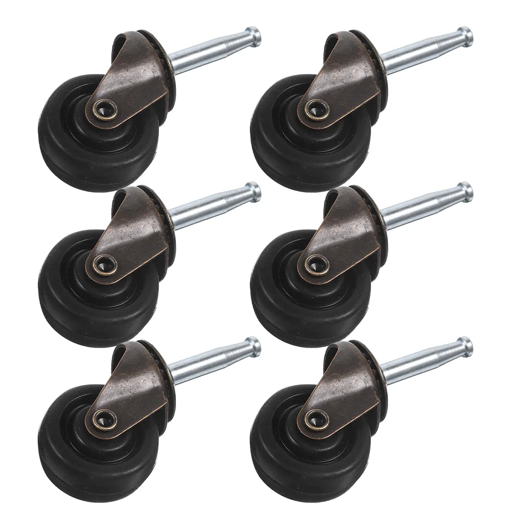 

6pcs Swivel Casters 15mm Rubber Silent Furniture Wheels Bookcase Desk Chair Replacement Caster Rollers Heavy Duty Cart Utility
