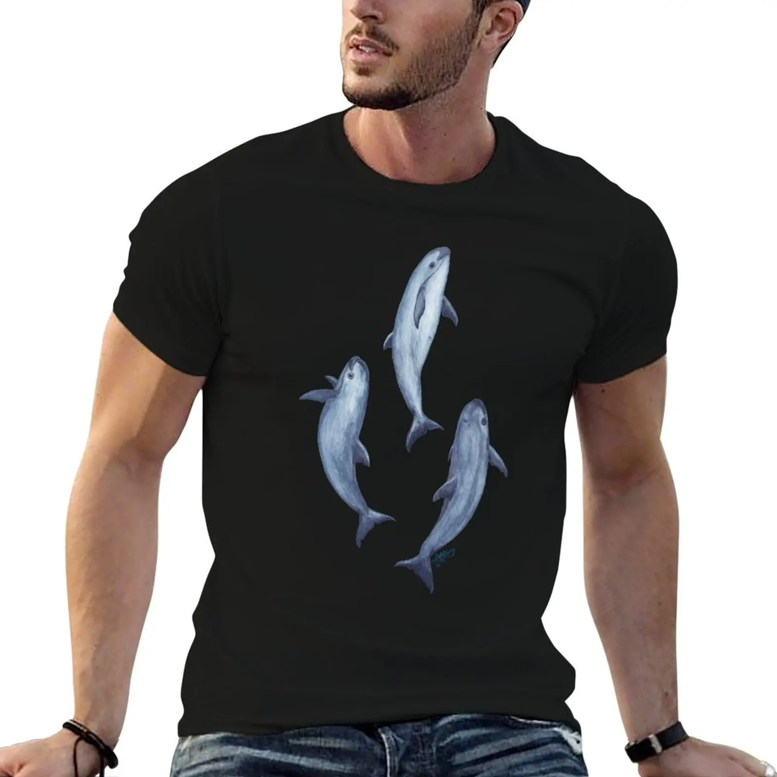 Three Little Vaquitas watercolor art by Amber Marine, ? 2015 T-Shirt boys whites Funny t-shirts Men's cotton t-shirt