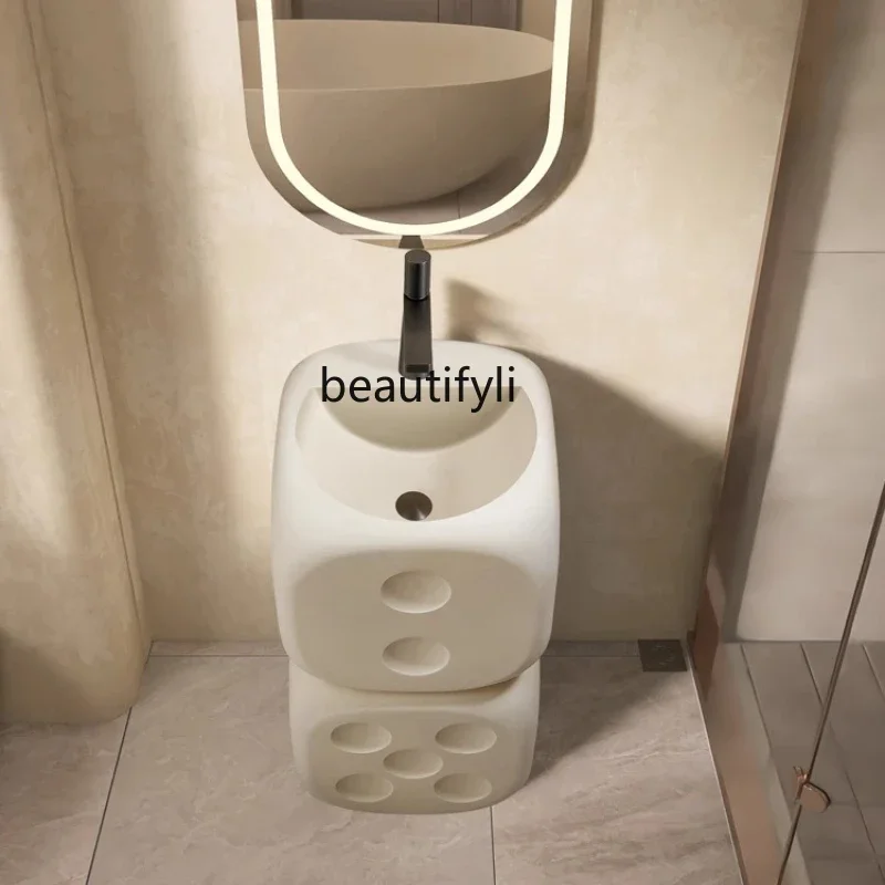 Wabi Sandy Wind Dice Personalized Wash Basin Integrated Floor-to-ceiling Wash Table Creative Art Hotel Pillar Basin