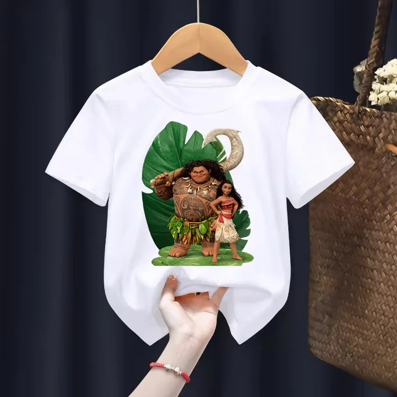 2024 new Disney Moana Kids Clothes T Shirts Children Cartoons Casual Tops Boys Girls Teenager Outfits Tee Shirt