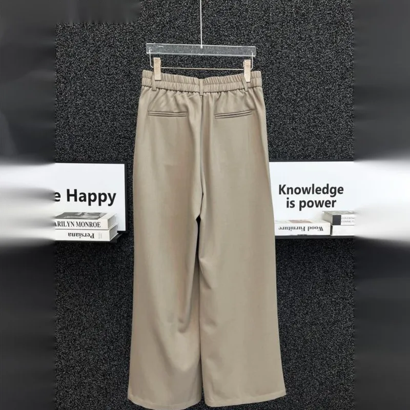 WVGA High-end Spring New Men's Simple Pleated Wide-leg Korean-style Loose-fitting Draped Niche Casual Straight Suit Pants W22334