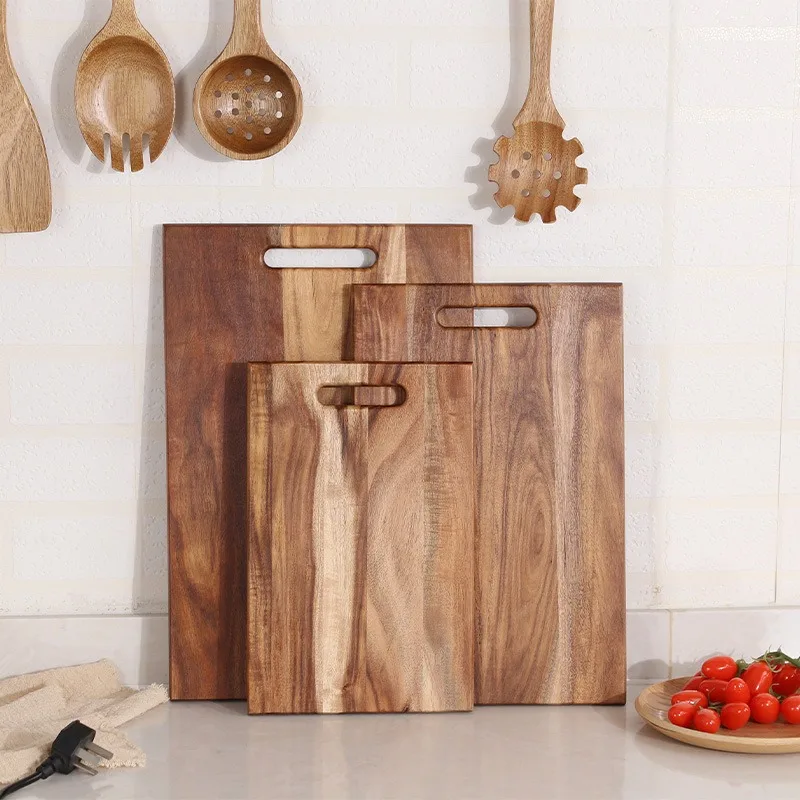 Simple square solid wood cutting board Acacia wood cutting board Bread board Vegetable cutting steak board Home kitchenthickened