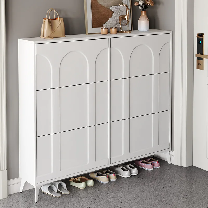 Cream wind ultra-thin tipping bucket shoe cabinet, new 2025 explosion at the door of the home