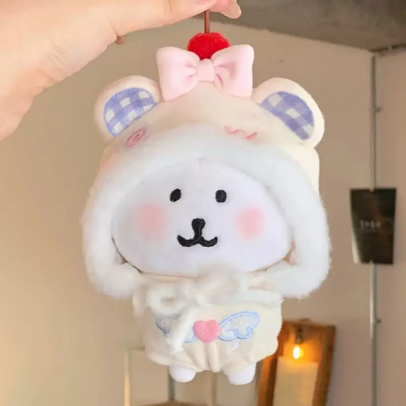 10cm Cute Jumpsuit Teddy Bear Cotton Doll Costume Starfish Body Bunny Teddy Bear Costume Set Pendant Accessories
