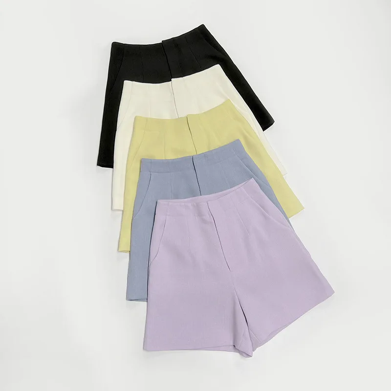 Withered Stylish Temperament, Texture, High Waist, Comfortable And Wrinkle Resistant A-line Acetate Shorts