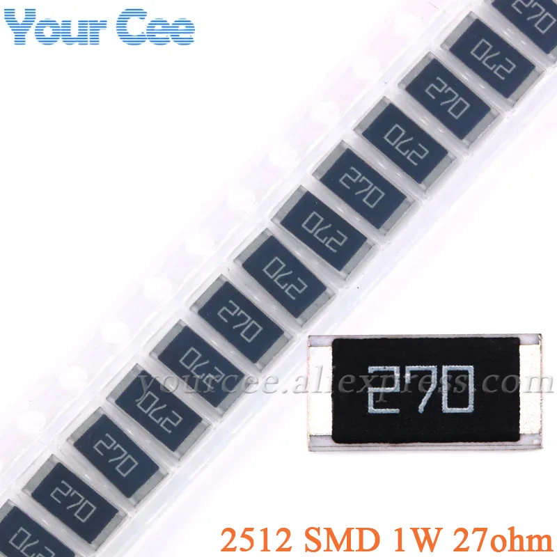100 sztuk/10 sztuk 27ohm 2512 SMD rezystor chipowy 27 ohm 27R 270 1W 5% rezystancja komponentów pasywnych