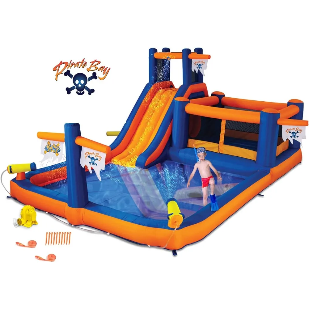 

Pirate Bay - 20x12 Huge Wet/Dry Bounce House Water Park Blower Slide Climbing Wall Tunnel Cannons