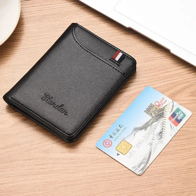 Ultra Thin Men\'s Wallet Vertical Multi Card Holder Small Slim Wallets Driver\'s License Youth Mini Student Card Case Bag
