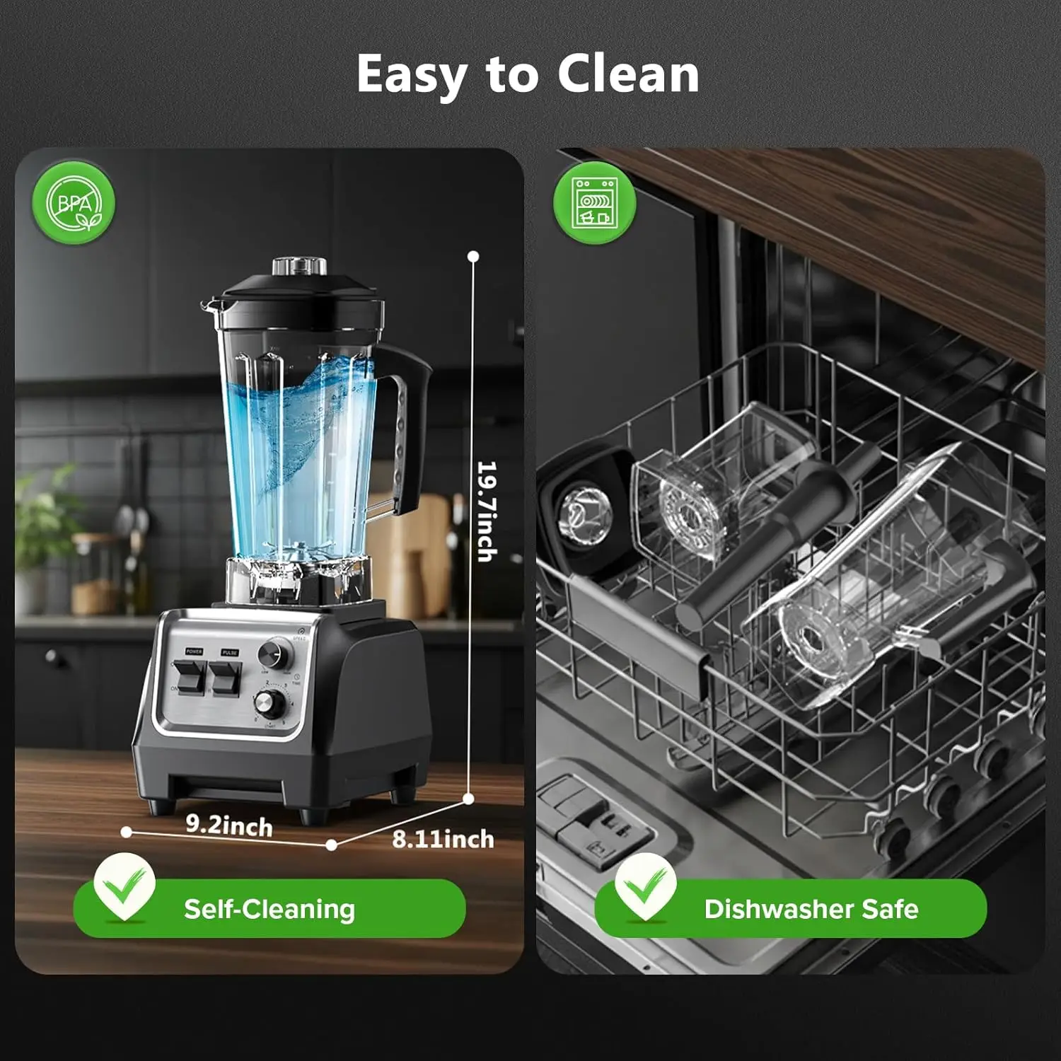 Blender for Smoothies with 1800 Watt Motor Powerful Countertop Blenders for Kitchen 70OZ Large Capacity Smoothie Blender and Gri