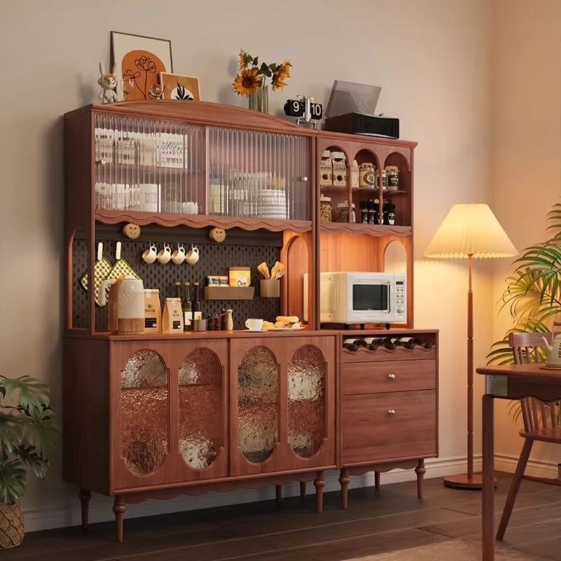 

Solid wood retro sideboard integrated wall-to-wall home kitchen storage high cabinet large capacity storage cabinet