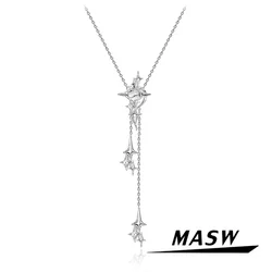 MASW Original Design Cool Trend Jewelry High Quality Brass Silver Plated Stars Pendant Necklace For Women Girl Jewelry Gift