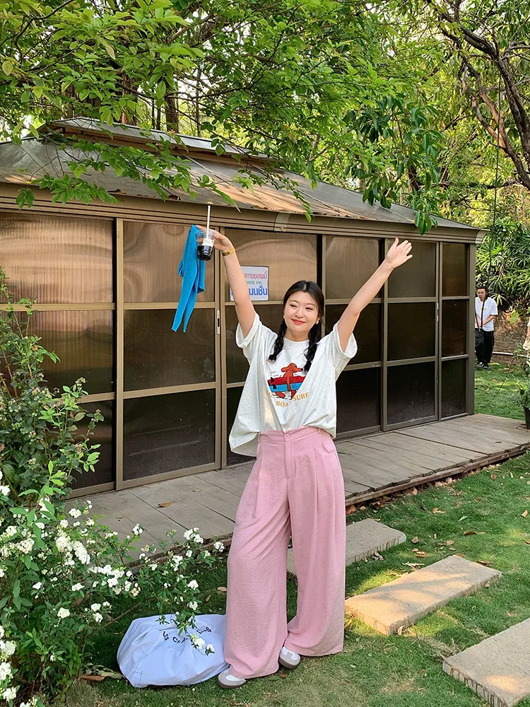 

Lin Da Hui женские свободные широкие брюки летние тонкие большие размеры толстые мм корейские свободные ленивые длинные брюки Dra Sensation