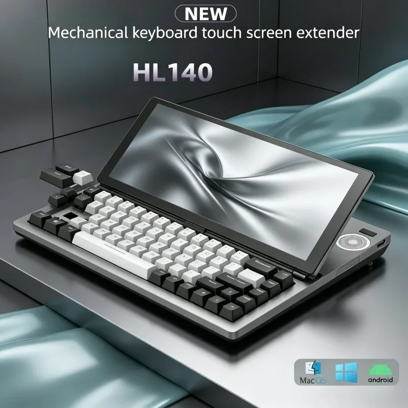 12.3inch Touchscreen Gaming Mechanical Keyboard 68 Keys USB Compact Portable Split Screen Keyboard for Windows Mac Android