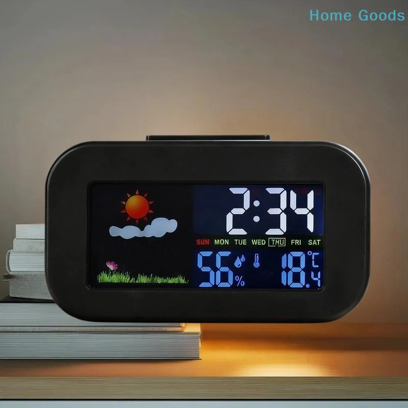 Weather Station Clock With Color Display - Temp & Humidity Monitor Backlit For Kids & Teens Perfect For Bedroom/Dorm Deskproduct