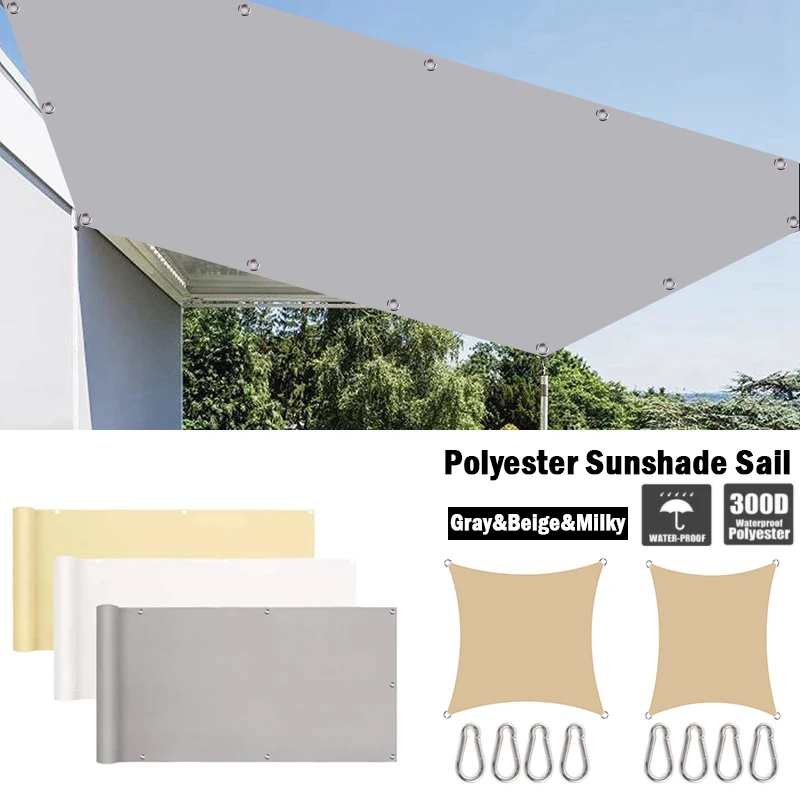 300D Auti-UV Outdoor Awning Rainproof Polyester Sun Shade Sails Waterproof Sun Shelter Garden Patio Canopy Swimming Pool Awnings