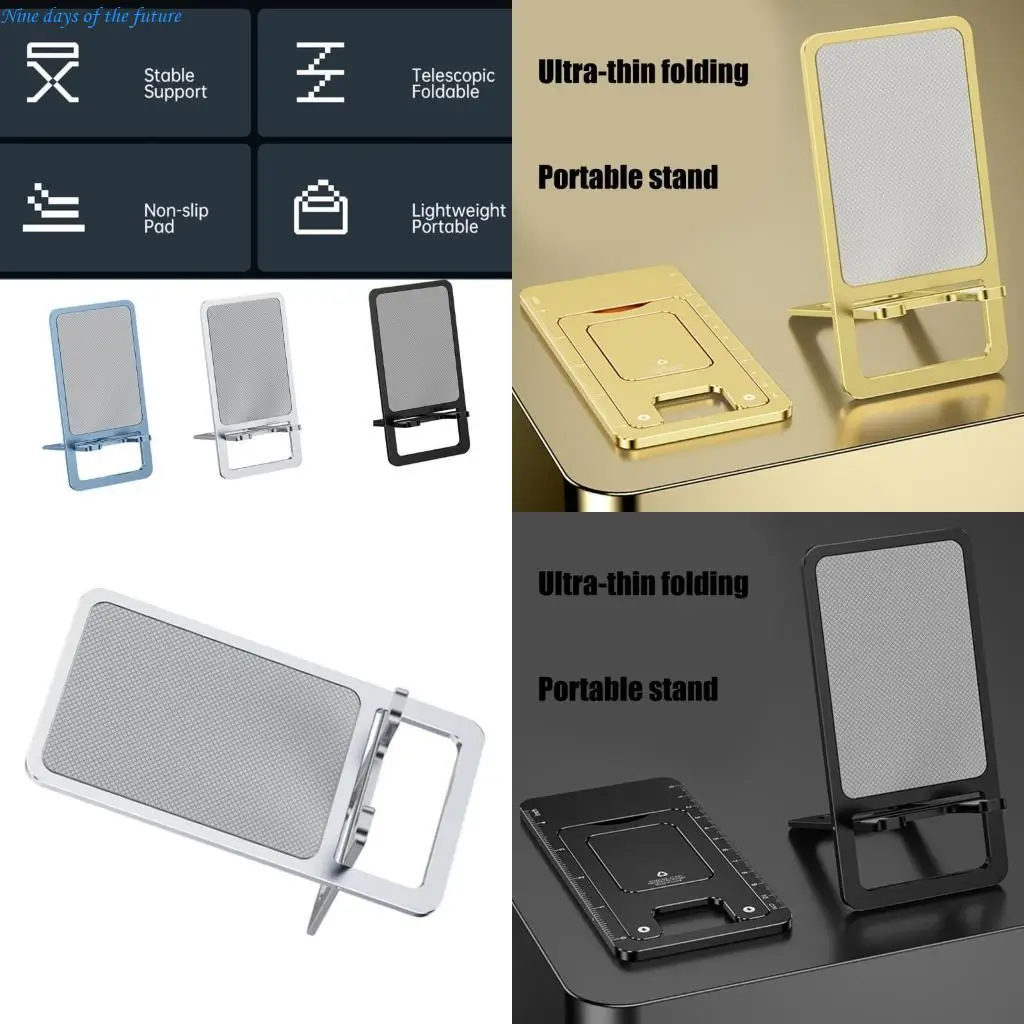 

Aluminum Folding Tablet Stand, Solid Desktop Bracket Phone Holder For HandsFree Video Streaming Phone Mount E65A