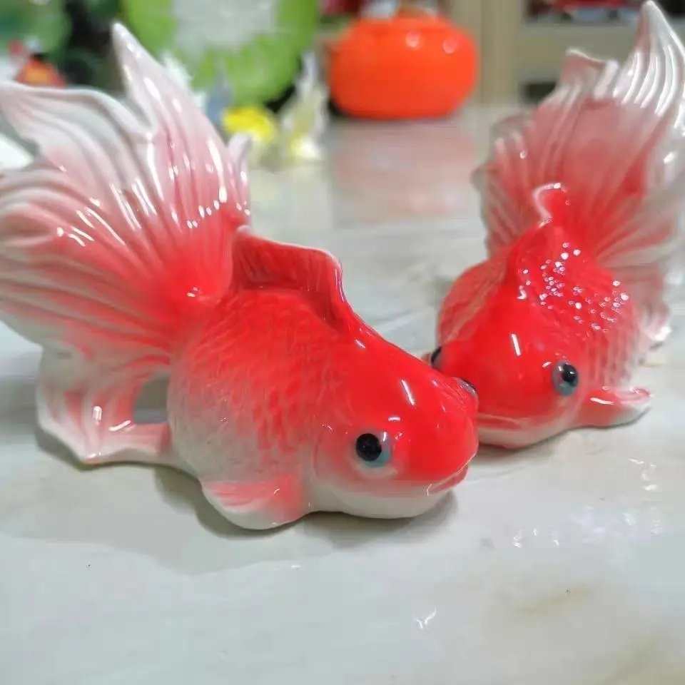 Desktop Ceramic Small Decorations Wall Stickers Goldfish Multi-purpose Chopsticks Pen Holder Fish Fountain Underglaze Color