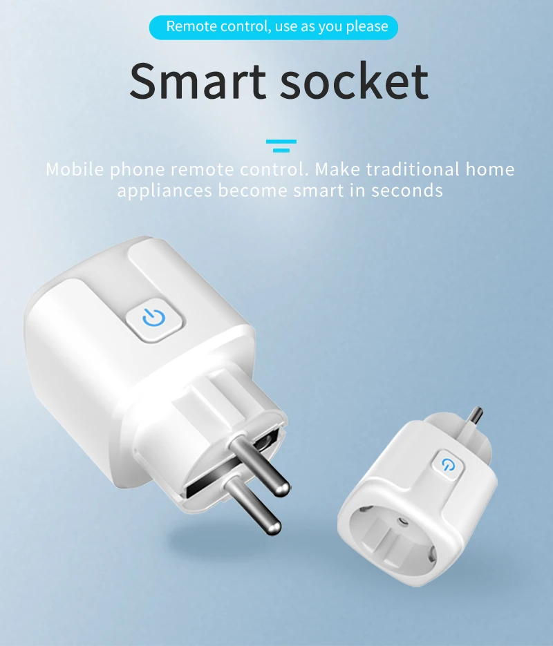 Tuya WiFi Smart-Stecker EU 20A Energiemonitoring Timer-Steckdose App- & Sprachsteuerung Smart Life Kompatibel mit Alexa Google Home – Detail 1