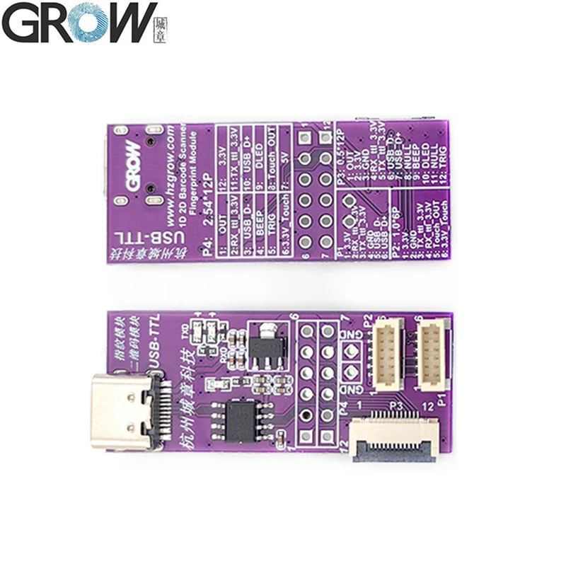 GROW USB-TTL Converter Board For Fingerprint Module/Barcode Scanner Easy Testing Adopts CH340N Chip Type C Interface