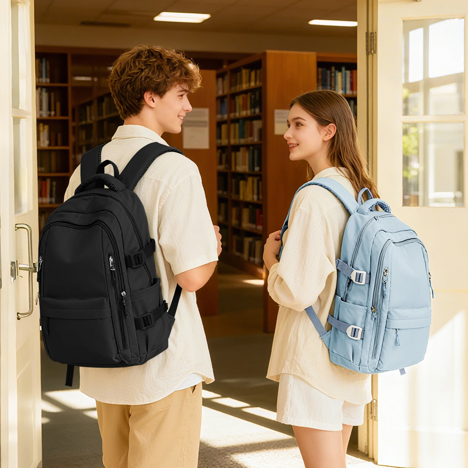 حقيبة ظهر كاجوال خفيفة الوزن للنساء والرجال، حقائب ظهر مدرسية للحرم الجامعي للأولاد والبنات، حقيبة كتب لطيفة متعددة الجيوب، حقيبة ظهر للتنقل #5