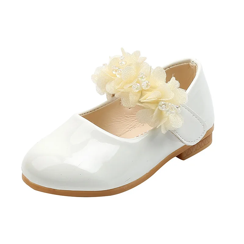 Zapatos para caminar para niñas pequeñas, zapatos de piel sintética con flores grandes, de princesa, para fiesta, boda, baile