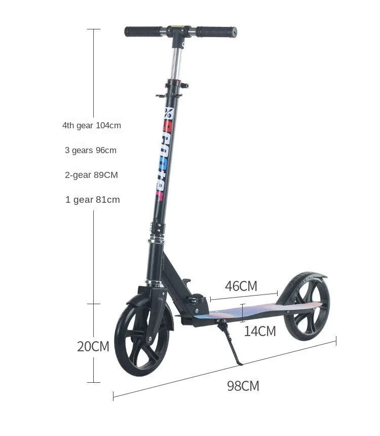 Foldable Adult Two-Wheel Scooter with Handbrake Outdoor Sports City Work School Student Teenagers One-Legged Drop-shipping