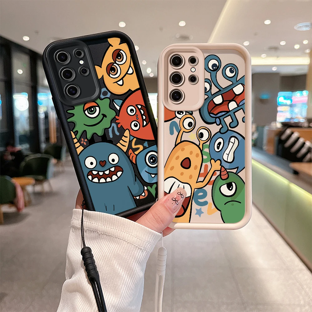 Cute Monsters Mike Sulley Phone Case For Samsung A03 A04 A05S A10S A11 A12 A20S A21S A13 A14 A54 A34 A53 A33 With Hand Strap