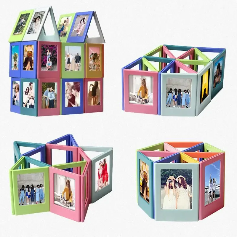 5/10/20 pçs molduras de fotos magnéticas para fujifilm instax mini filme papéis dupla face geladeira quadro de imagem ímãs molduras de arte