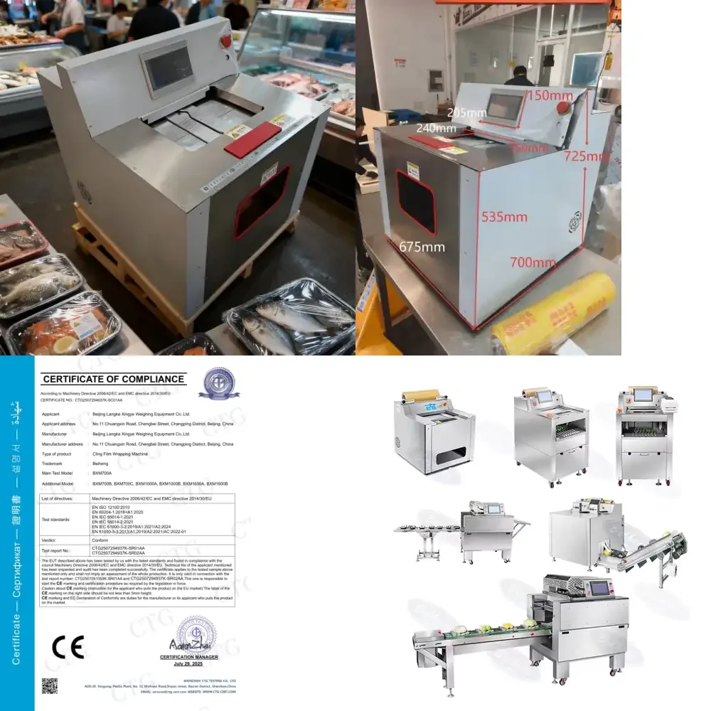 Heavy Semi-Automatic Electric Cling Film Wrapping Industrial Tray Stretch Film Packer High Speed Food Wrapping Equipment