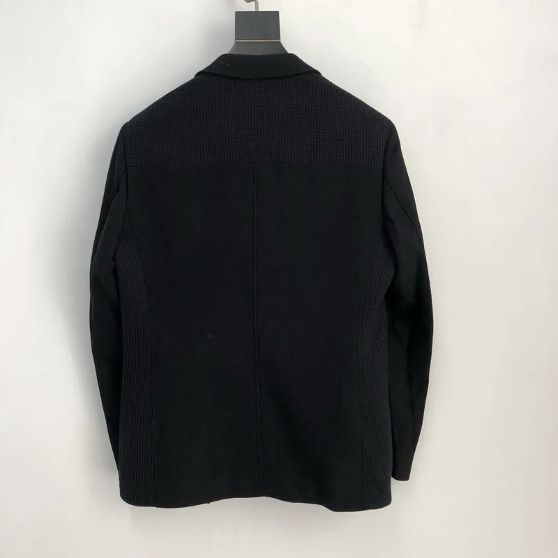 

Bla шерстяной повседневный костюм на одной молнии, осенний новый мужской костюм Faion Ci Sle Thiened Long Sve Plain Ba без разреза