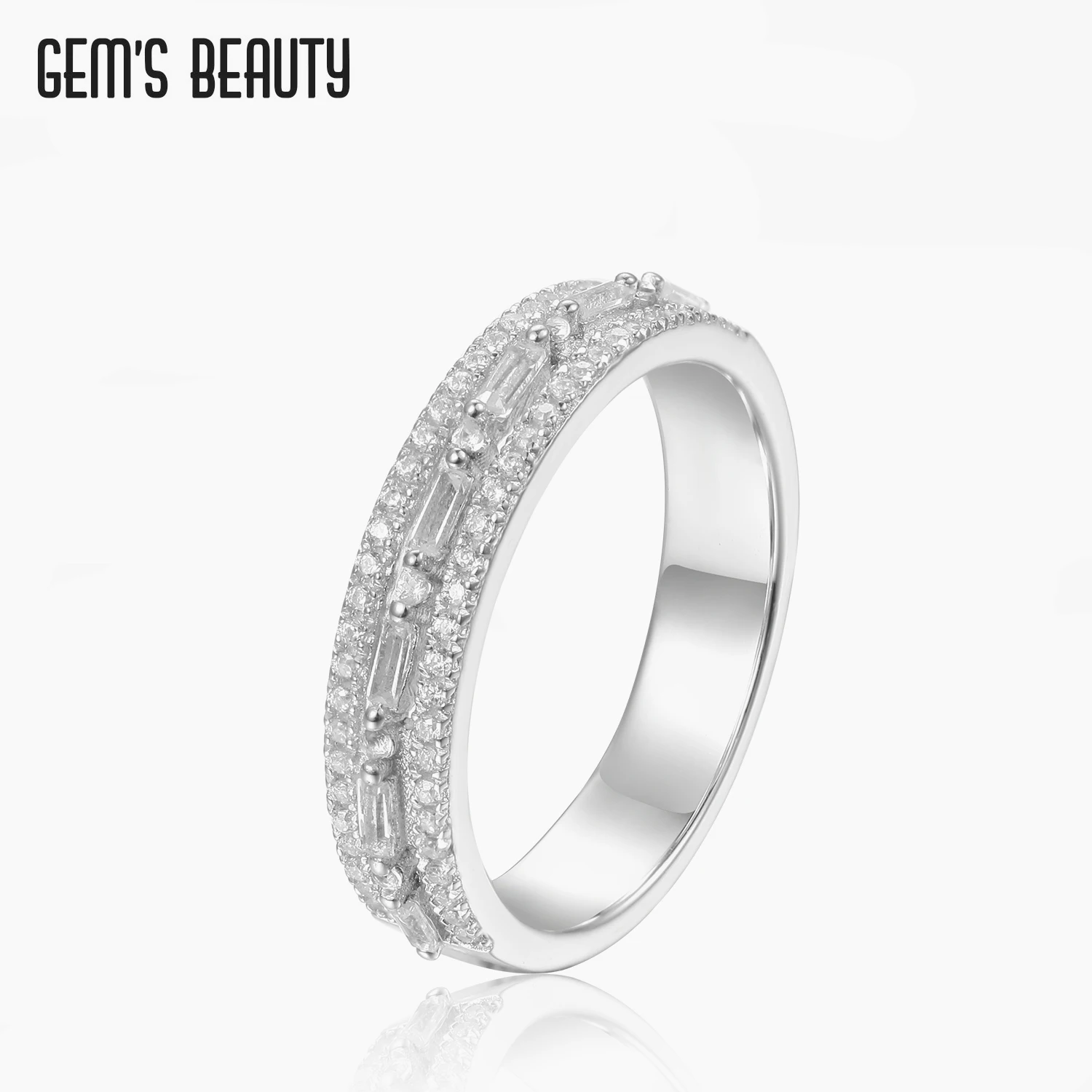 

Gem's Beauty 925 Sterling Silver Cubic Zircon Eternity Wedding Band Simulated Diamond Promise Anniversary Rings for Women