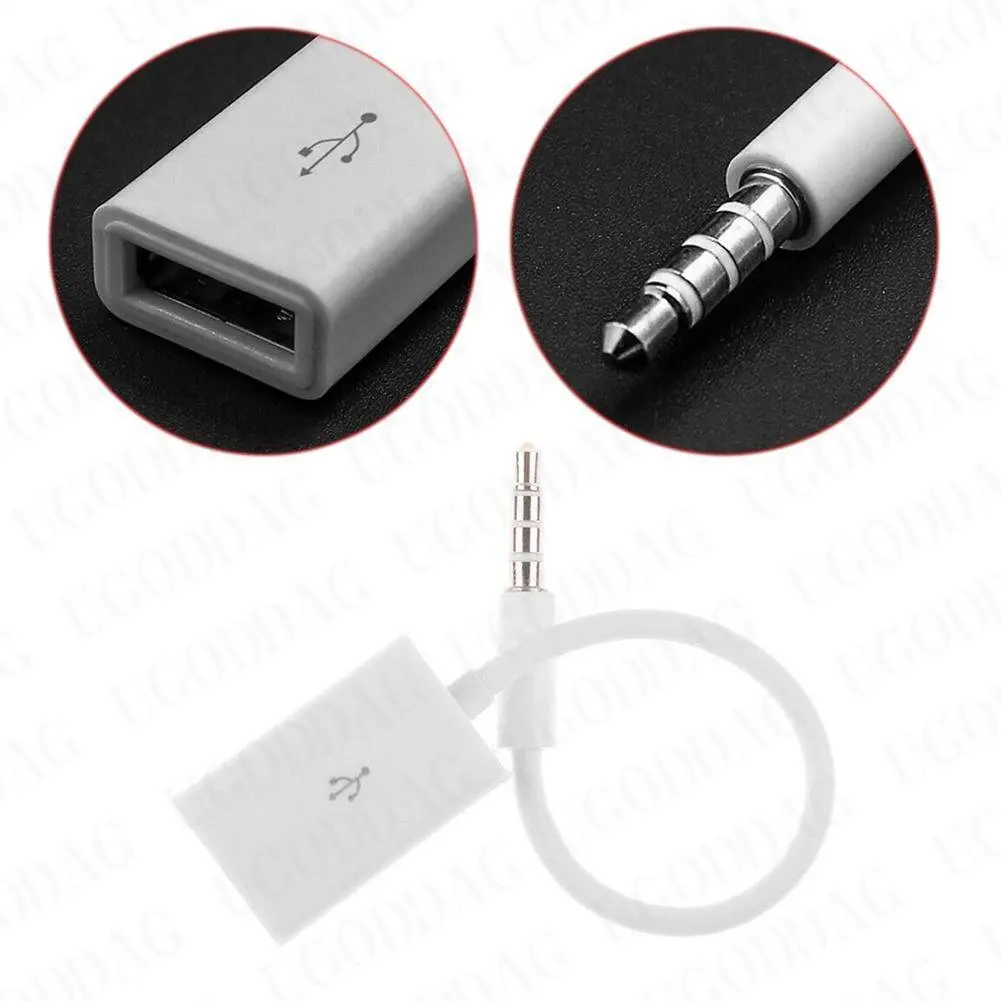 3.5Mm Auto Kabel Male Car Aux Audio Plug Jack Naar Usb 2.0 Female Converter Adapter Zwart Wit Kleur Kan kiezen