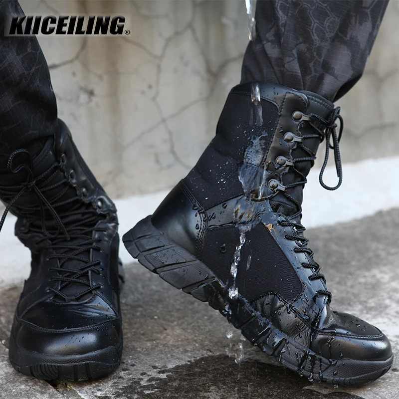 KIICEILING H208, Cow Leather, Mens Boots, Combat Desert Tactical Boots, Safety Shoes, Motorcycle Boots, Boots Men