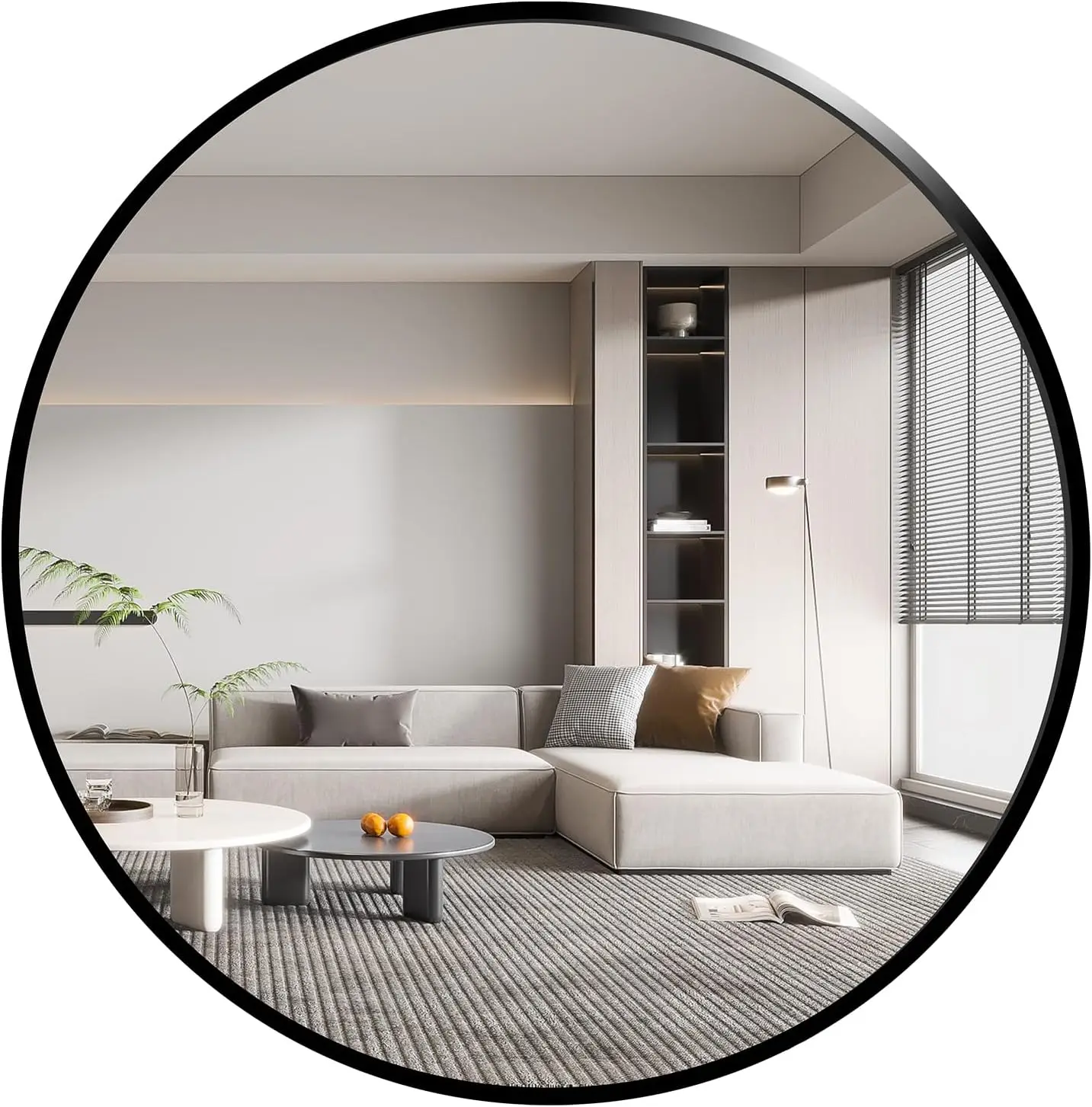 

Black Mirror 18"x18"Circular Bathroom Mirror,Wall Mounted Mirror,Black Vanity Wall Mirror Brushed Metal Frame Anti-Rust,Tempered