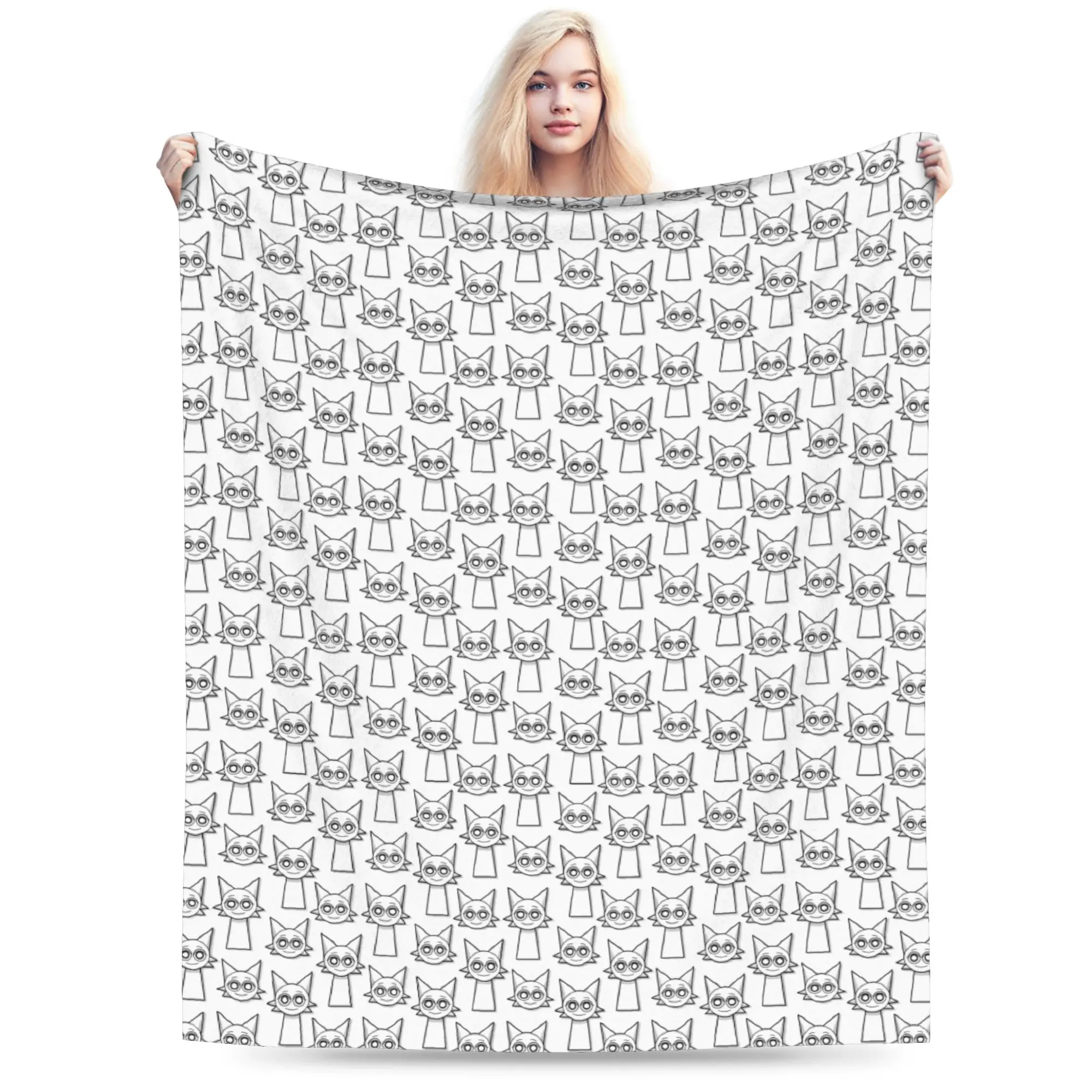 Cartoon Sprunkis Game Blankets Velvet Print  Multi-function Soft Throw Blanket for Bed Travel Bedspread