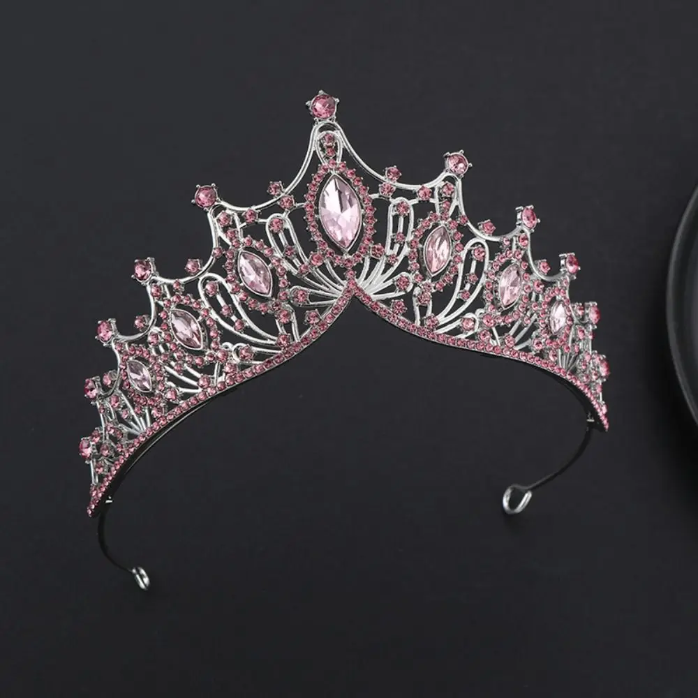 Metal Baroque Crown Temperament Hair Ornaments Shiny Princess Tiara Headwear Bridal Hair Tiara Rhinestone Crown Bridal