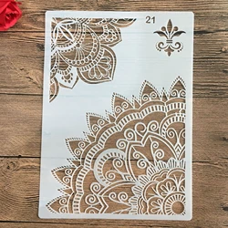 A4 29 * 21cm  Round Mandala  DIY Stencils Wall Painting Scrapbook Coloring Embossing Album Decorative Paper Card Template