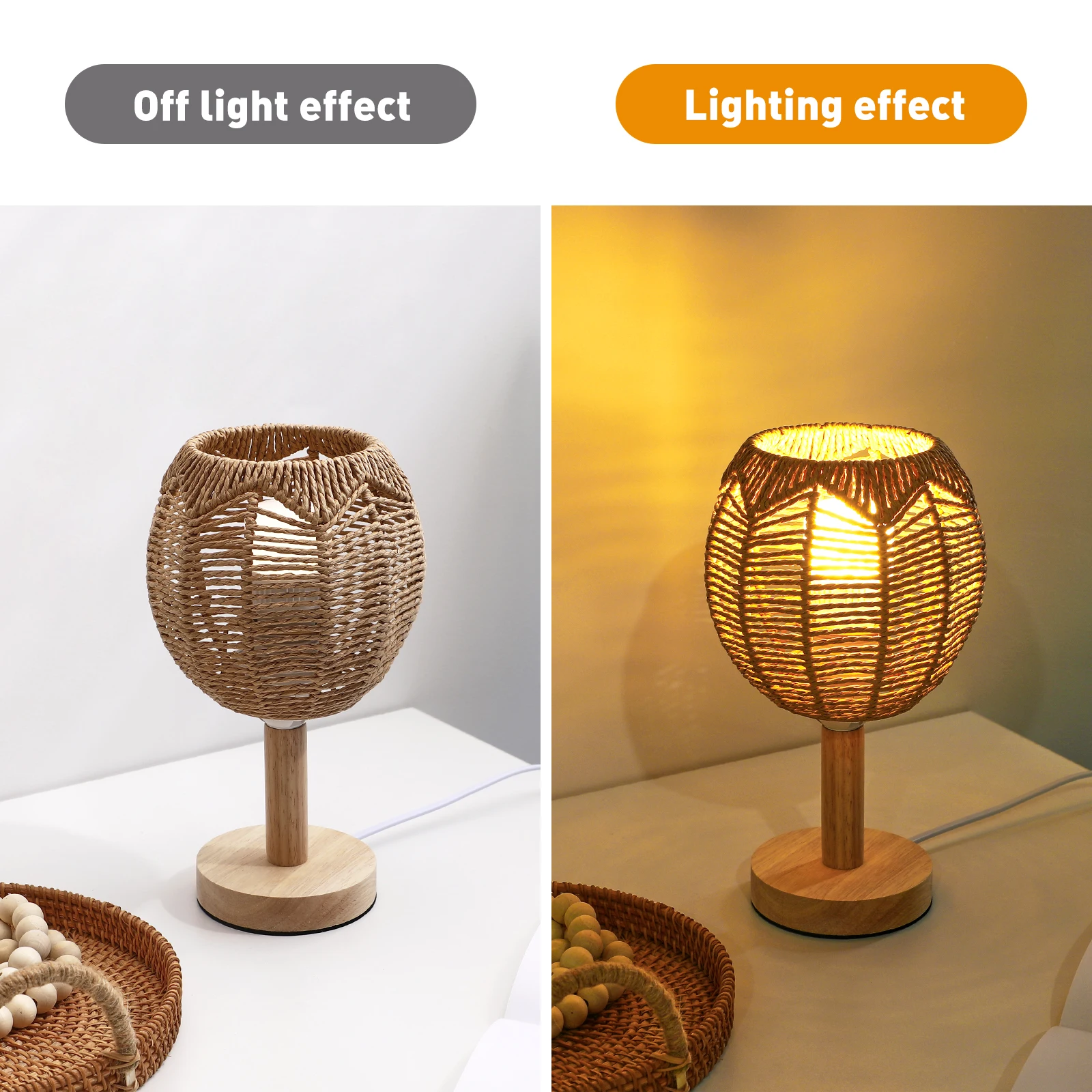 

Imitation Rattan Chandelier Lamp Shade Hanging Light Cover Rustic Outdoor Dining Room Woven Lampshade Creative Household Light