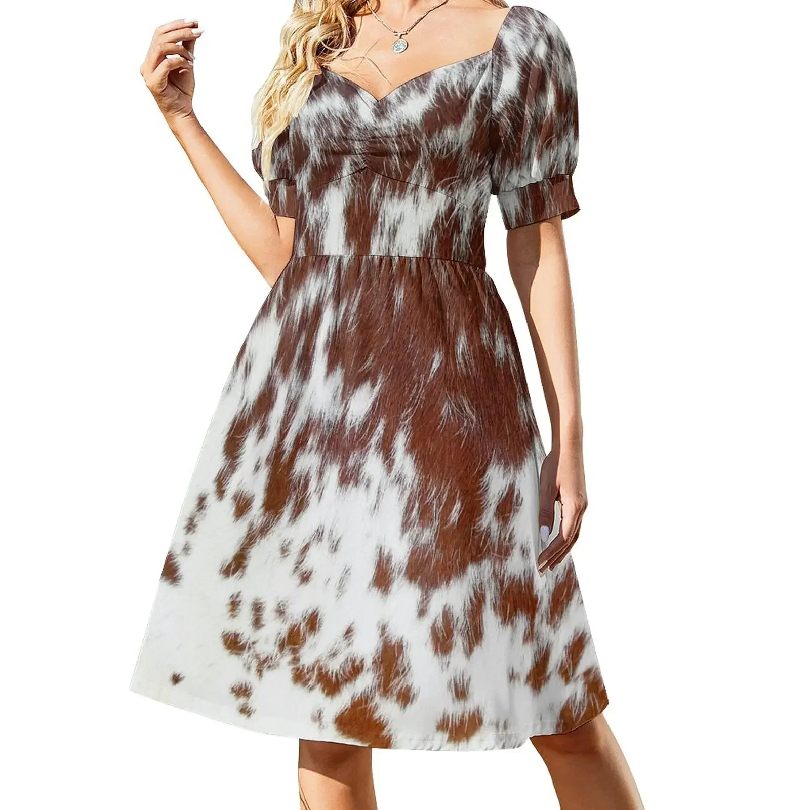 

Brown cow skin pattern, Spotty cow fur Sleeveless Dress women's summer clothing 2025 elegant women's sets Dress