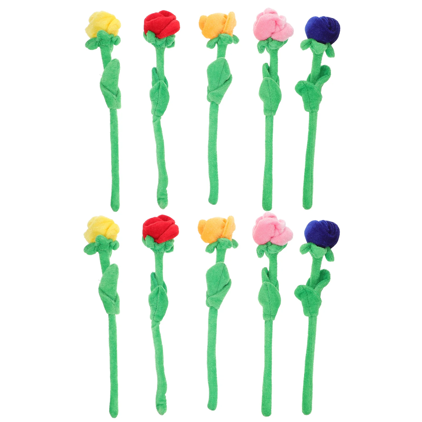 

10 Pcs Bouquet Plush Rose Decoration Artificial Flowers Roses Realistic Floral Long Stem