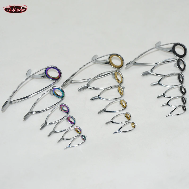 TAKEDO TN11 Kit de Reparo para Varas de Pesca em Aço Inoxidável com 6 Peças, Conjunto de Guias e Olhais com Anel de Cerâmica para Construção e Reparo de Varas de Pesca